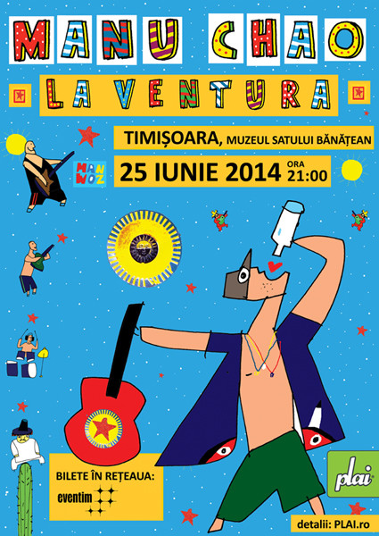 Concert Manu Chao la Timisoara, la Muzeul Satului Banatean. Numarul locurilor este limitat la 5000