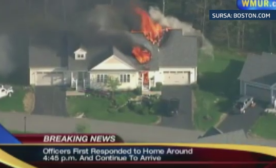 Momentul exploziei unei locuinte, surprins in direct de o televiziune din SUA. Apelul la 911 anunta un atac armat