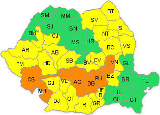 Cod galben de ploi si vant in judetul Cluj. Sunt asteptate averse, intensificari ale vantului si grindina