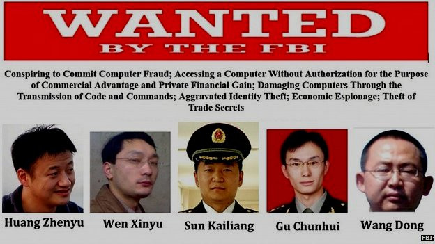 Situatie tensionata intre China si SUA. FBI-ul a dat in urmarie cinci ofiteri chinezi pentru spionaj informatic