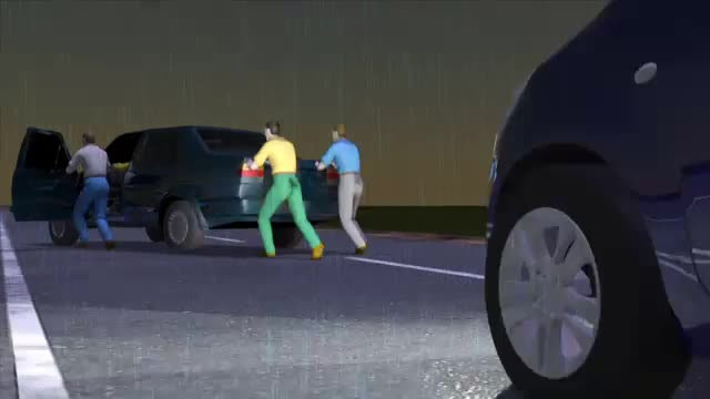 ANIMATIE GRAFICA. Un tanar a ramas fara un picior dupa ce a impins o masina ramasa in pana pe Soseaua de Centura a Capitalei