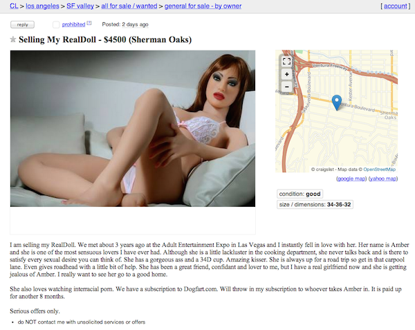 Barbatul din SUA care isi vinde "papusa" pentru 4.500 de dolari. "O cheama Amber si saruta excelent"