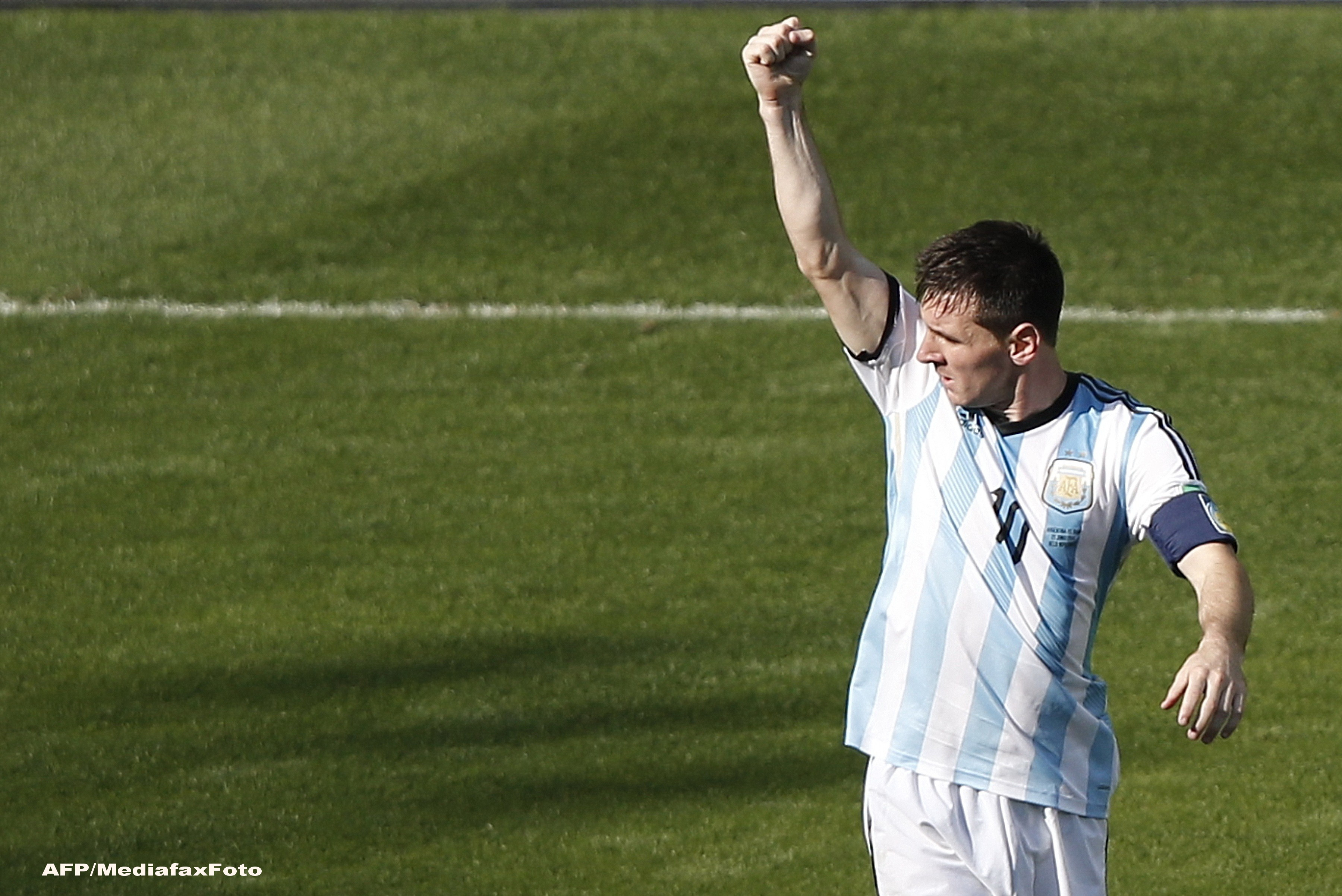 Campionatul Mondial de Fotbal 2014. Argentina abia a reusit sa invinga Iran cu 1-0, in minutul 91. Messi, eroul meciului