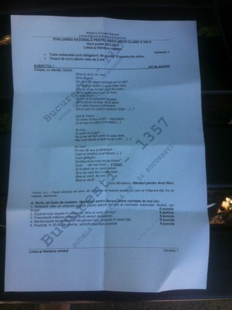 subiecte evaluare nationala 2014 romanaa