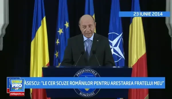 Basescu:"Le cer scuze romanilor pentru arestarea fratelui meu". Presedintele spune ca isi va duce mandatul pana in ultima zi