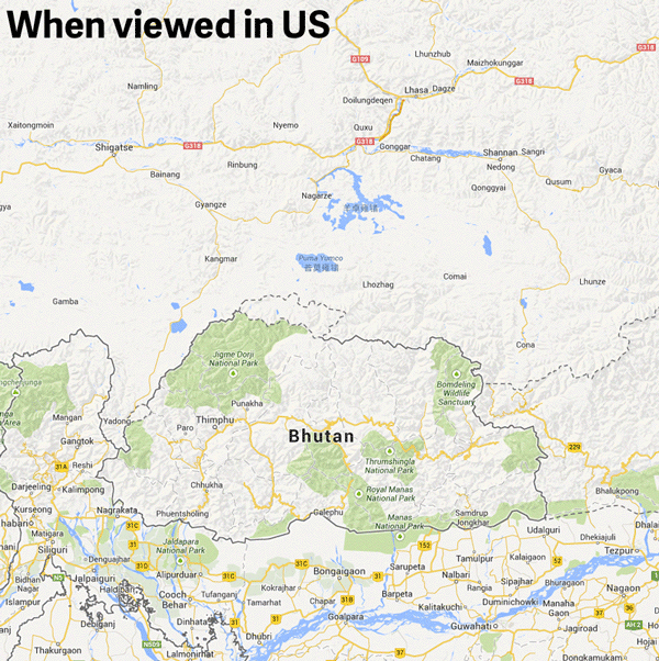 Cum procedeaza Google Maps ca sa rezolve conflictele privind granitele disputate. Hartile se schimba in functie de privitor