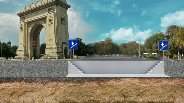 ANIMATIE GRAFICA. Pasaj subteran la Arcul de Triumf. Planul prin care monumentul poate atrage 35.000 de turisti pe an