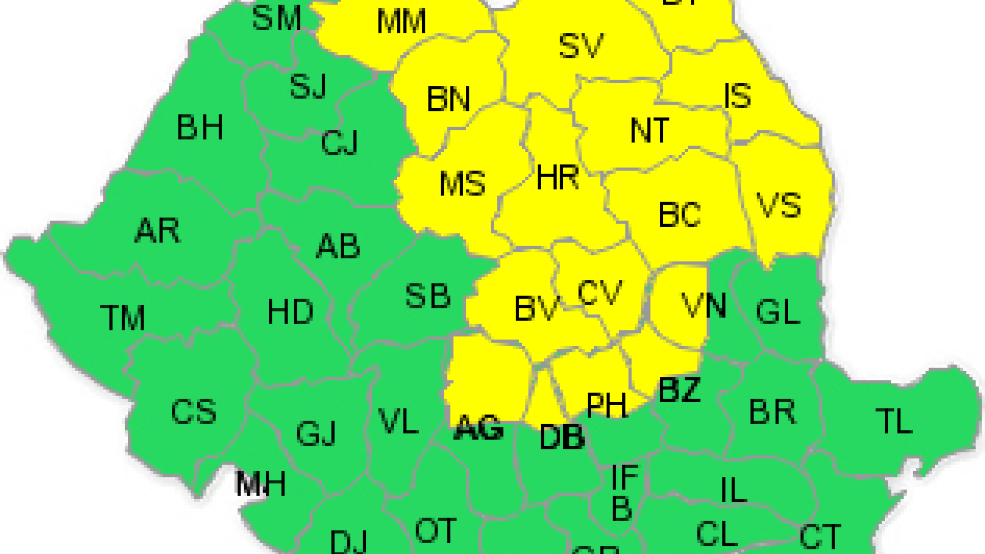 Cod galben pentru 17 judete din tara: avertizare de ploi torentiale, cu fulgere si grindina. Prognoza pana vineri