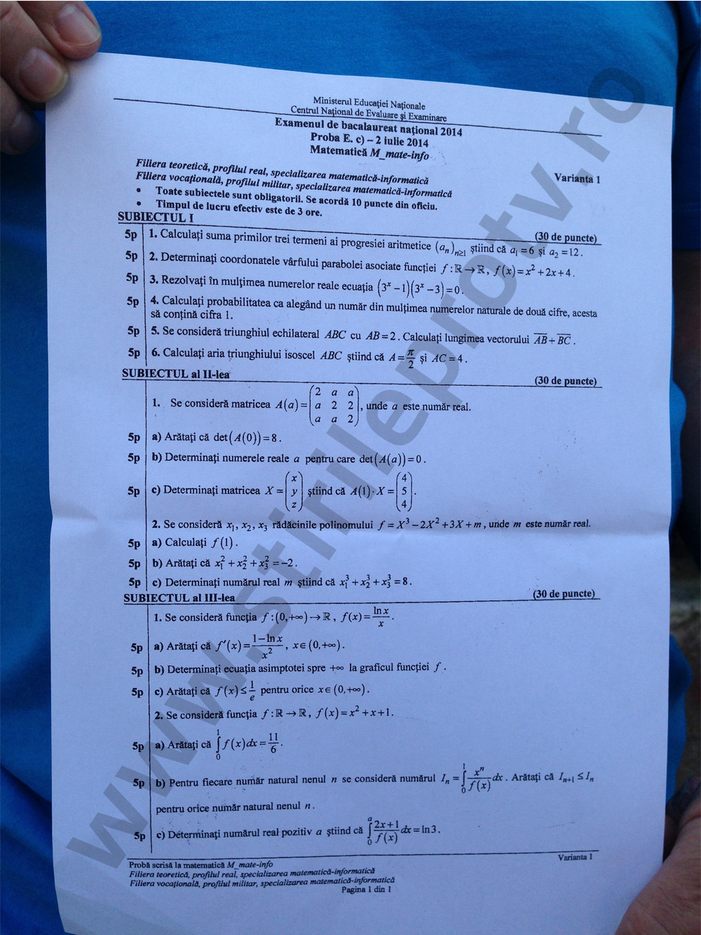 subiecte matematica profilul mate info