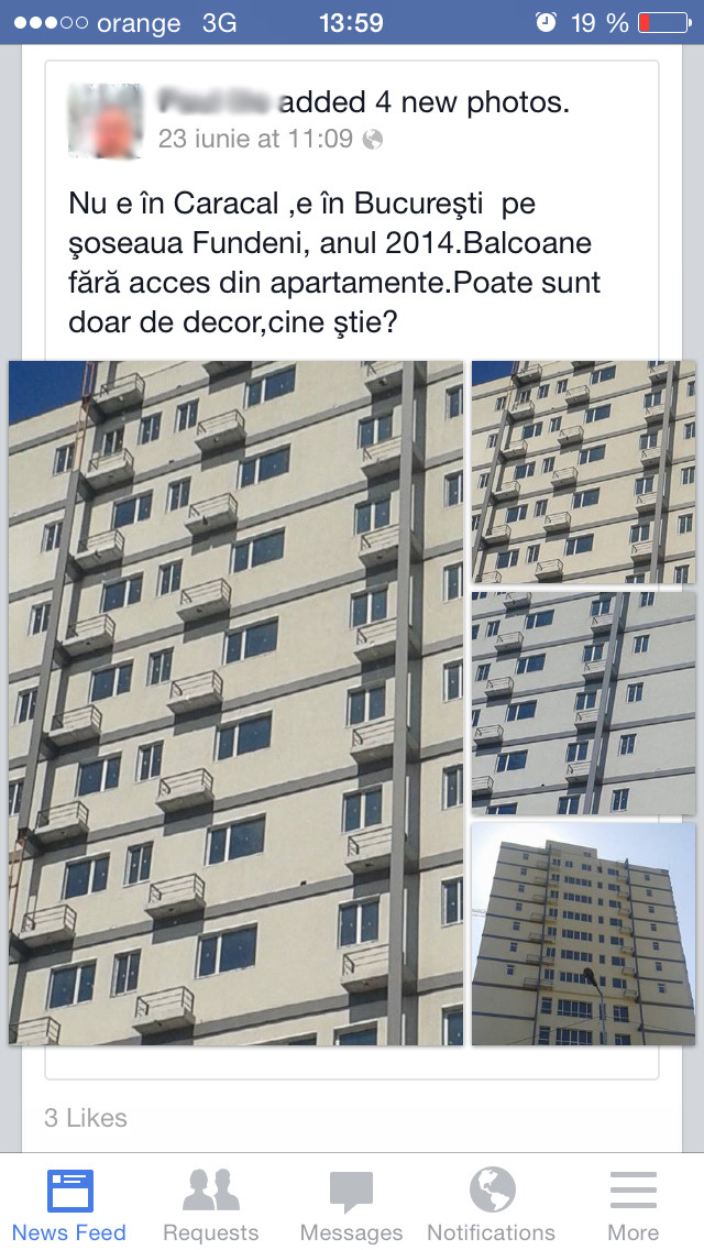 bloc fara usa la balcon