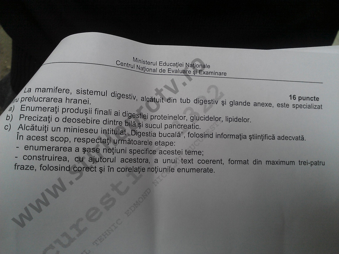 subiecte biologie Bacalaureat 2014