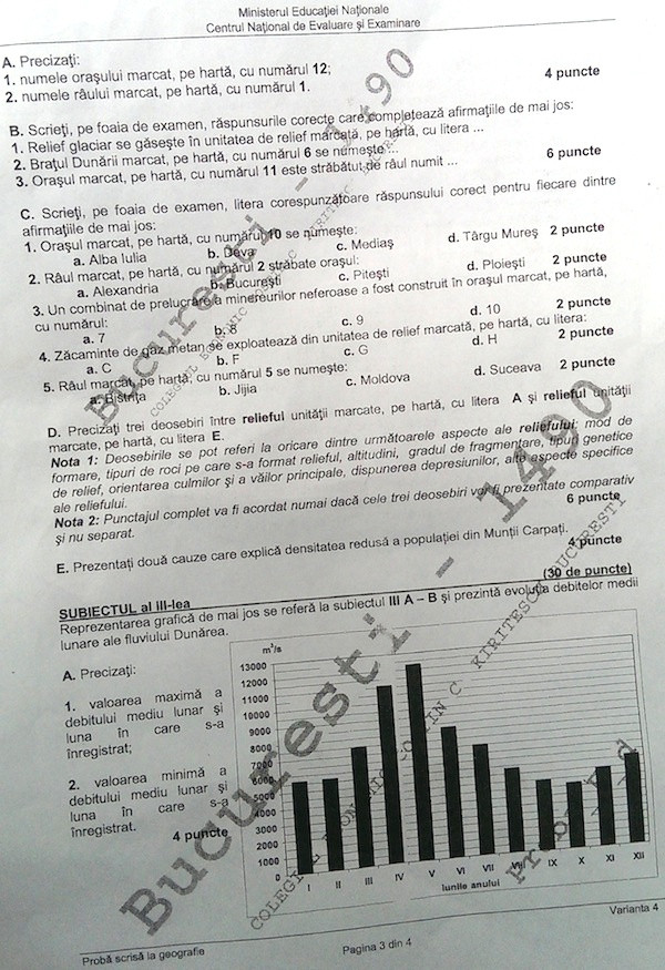 subiecte geografie Bacalaureat 2014