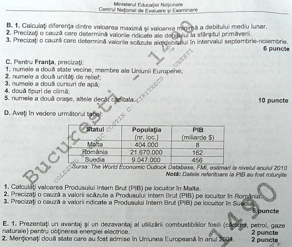 subiecte geografie Bacalaureat 2014