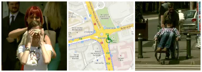 Experiment in labirintul urban al Bucurestiului. Ce sanse are sa traverseze strada un om legat la ochi sau in fotoliu rulant