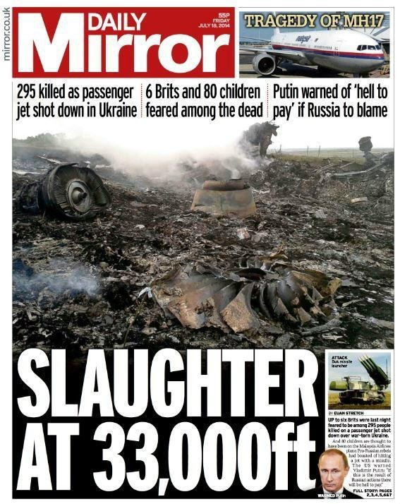 Catastrofa aviatica din Ucraina, in presa internationala. De la "Crima pe Cer" la "Racheta lui Putin"