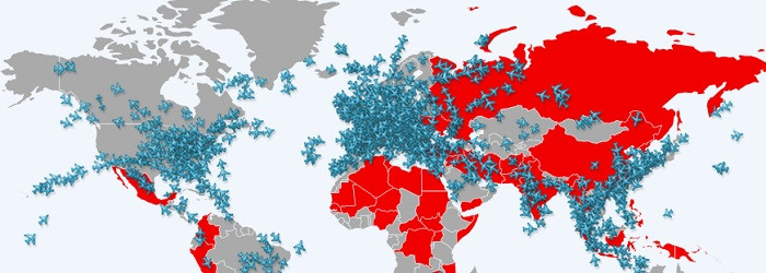 INFOGRAFIC INTERACTIV. Ce se intampla cand suprapui zborurile din toata lumea peste harta mondiala a conflictelor armate