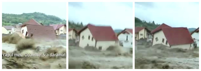 Cum a fost posibil ca doua case noi sa fie luate de ape in 10 secunde. Dezvoltatorul cartierului spune ca are toate avizele