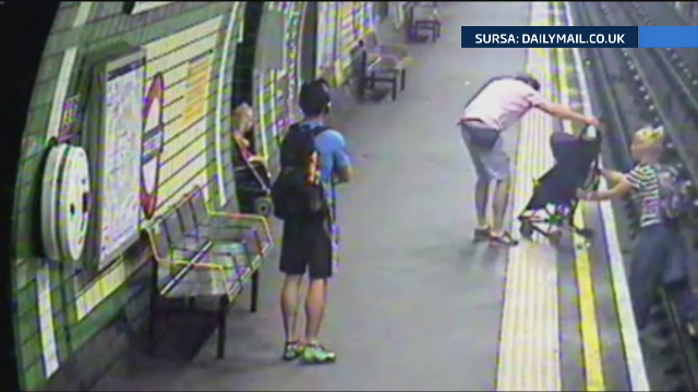 Scene de infarct la metroul din Londra. O femeie si-a salvat copilul in ultima secunda din fata trenului