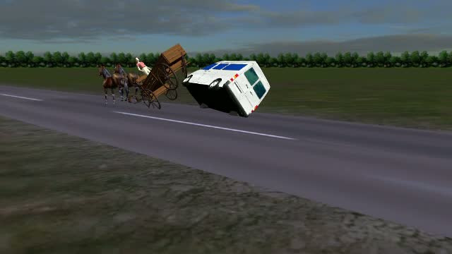 ANIMATIE GRAFICA: Doi soti care se aflau intr-o caruta au fost spulberati de un microbuz. Cum a explicat soferul accidentul