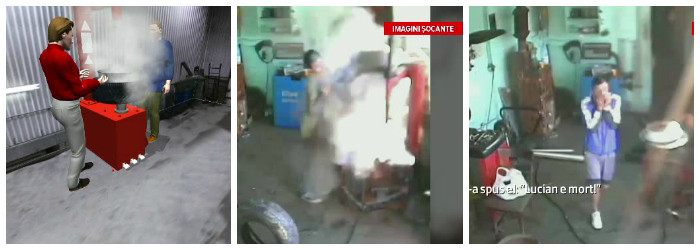 ANIMATIE. Momentul in care un muncitor este ucis de explozia unei anvelope in Pitesti. Incidentul, surprins si de camere