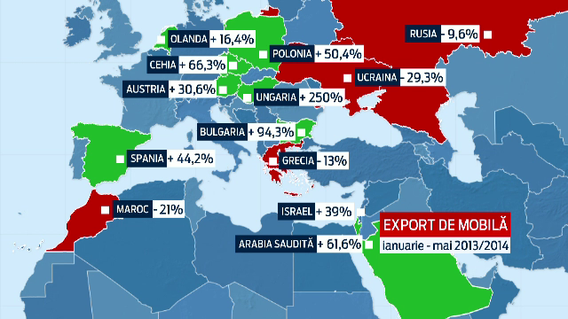 Unde ajunge mobila romaneasca de lux, dupa criza din Ucraina. Exporturile de mobilier au atins 1,6 miliarde de euro in 2013
