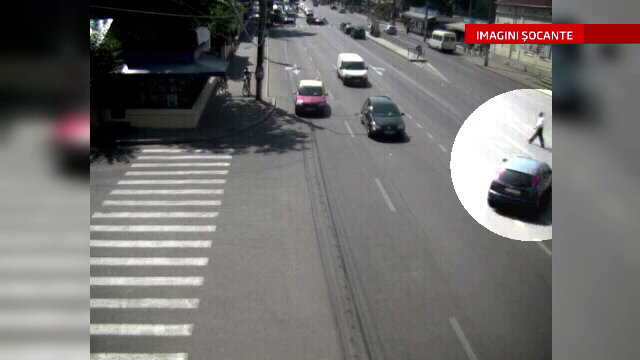 CAMERA DE SUPRAVEGHERE. Un barbat din Braila a scapat cu viata, dupa ce a fost lovit in plin de o masina, in centrul orasului