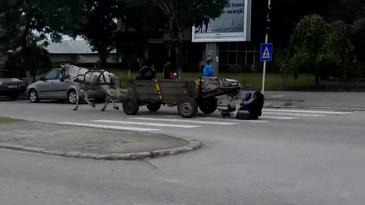 Momentul in care realizezi ca esti a cincea roata la caruta. "Sport-extrem" pe strazile din Slatina