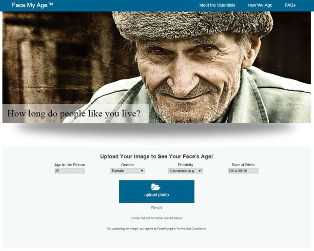 O poza, cheia intrebarii care chinuie pe toata lumea. Site-ul care iti spune cat traiesti si care este varsta chipului tau