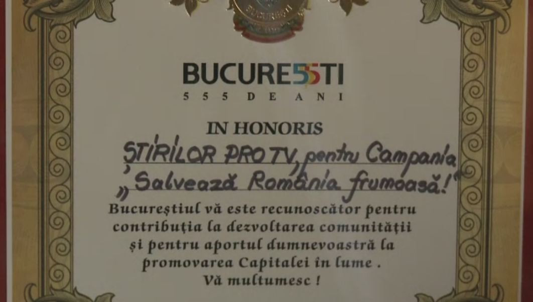 Campania Stirile ProTV "Salveaza Romania Frumoasa", premiata pentru promovarea valorilor romanesti in lume