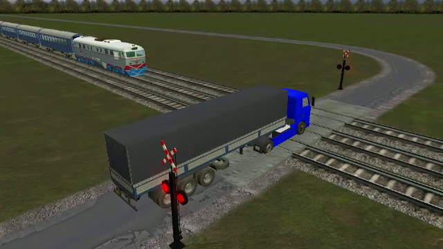 ANIMATIE GRAFICA. Un tren a deraiat la Bacau, dupa ce s-a izbit de un camion aparut pe sine. O persoana a murit dupa accident