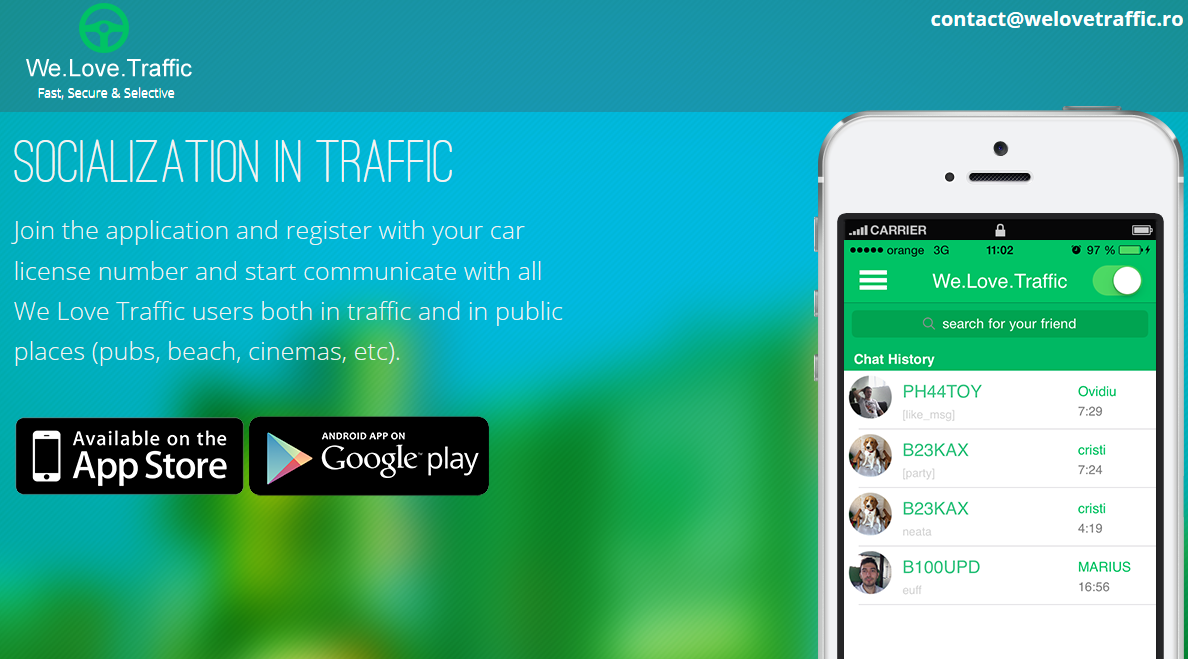 iLikeIT. Cea mai buna aplicatie pentru soferii care vor sa se cunoasca si sa comunice intre ei, in trafic: "We Love Traffic"