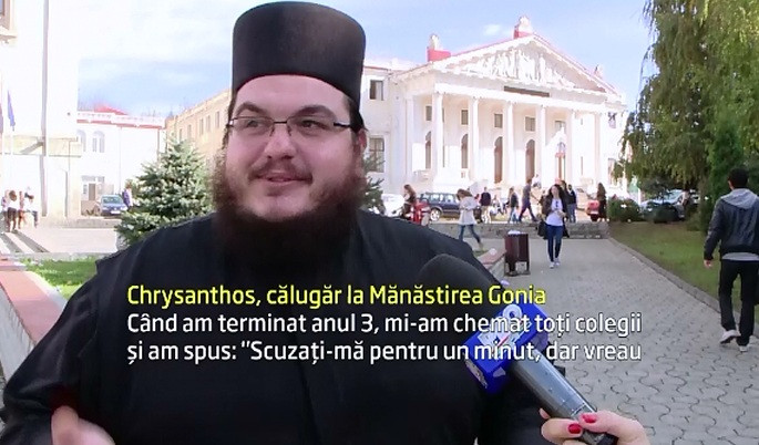 Un calugar din Grecia, student la Universitatea de Medicina din Iasi. Explicatia lui pentru alegerea facuta