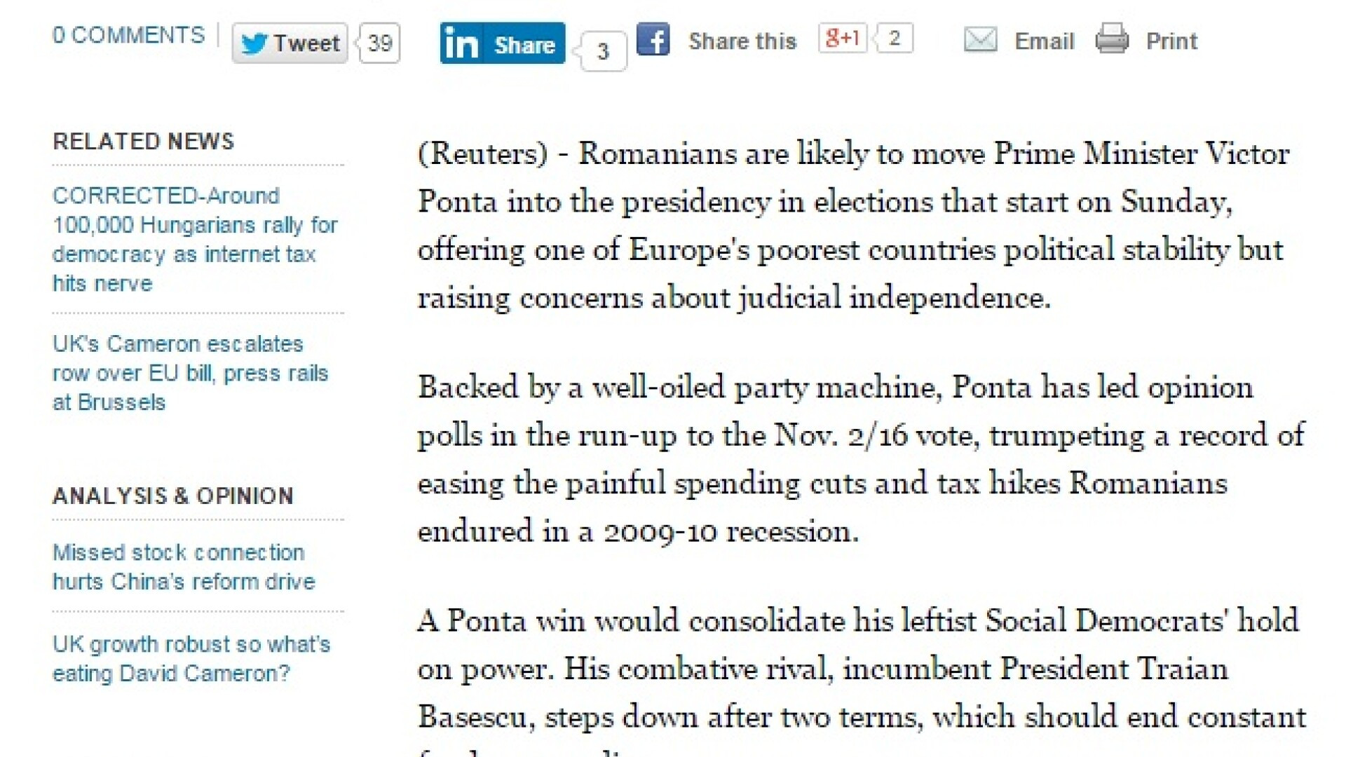 "O fosta tara comunista da testul anticoruptiei pe 2 noiembrie". Cum se vad alegerile din Romania in strainatate