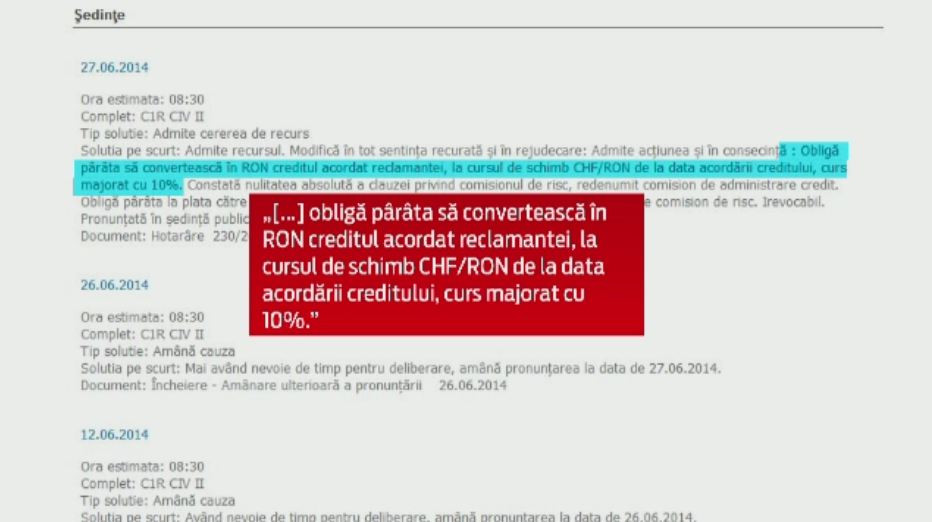 Decizie istorica. O clienta din Galati a bancii Volksbank a obtinut in instanta schimbarea creditului din franci, in lei