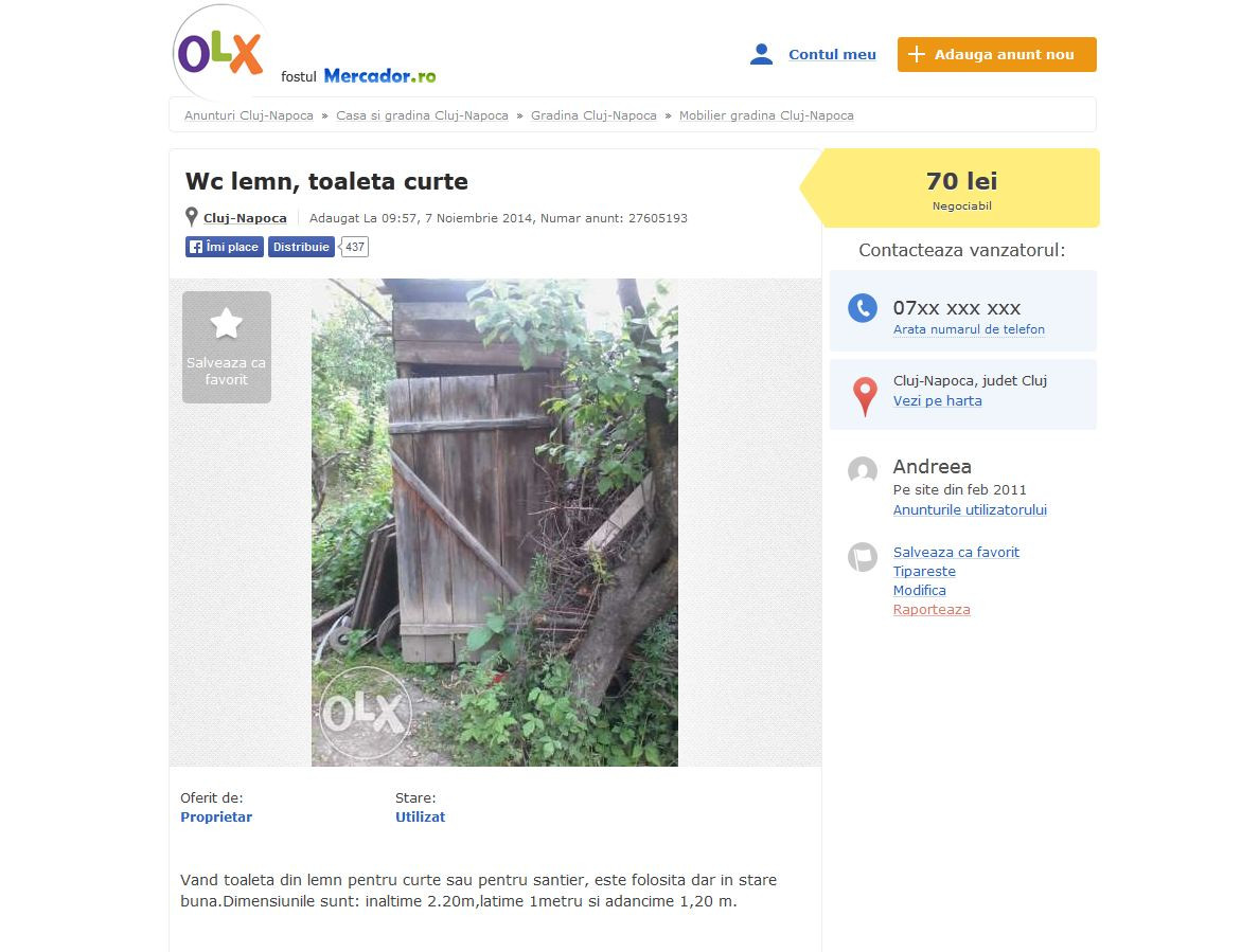 Faza zilei in Romania. Anuntul postat de un ardelean pe olx.ro: "70 de lei, negociabil"