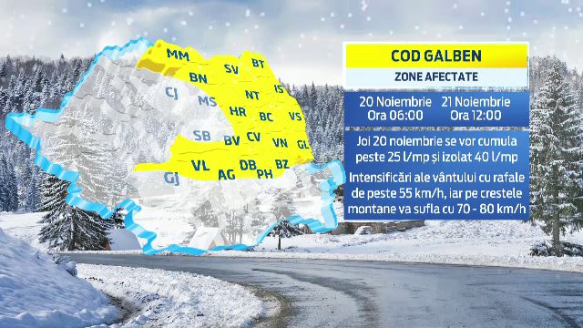 Iarna in Romania. Weekend cu temperaturi in scadere si vreme inchisa: in Bucuresti termometrele nu sar de 6 grade Celsius