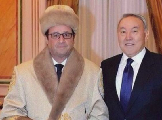 Presedintele Hollande a cerut ca aceasta poza cu el in Kazahstan sa fie stearsa imediat! "Arata ca personajul de film Borat"