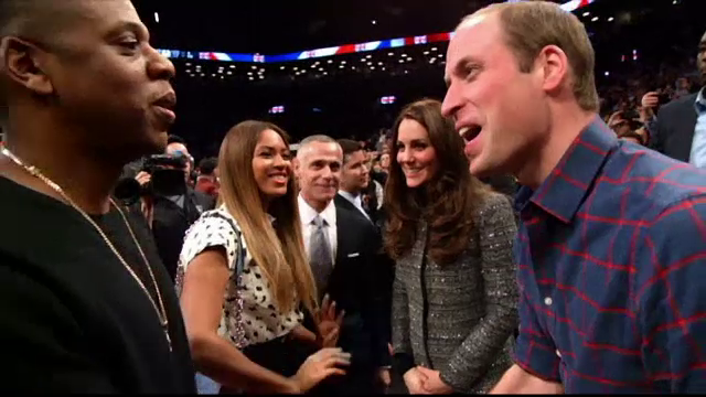 Printul William si ducesa de Cambridge s-au intalnit cu Beyonce si Jay Z la un meci din campionatul nord-american de baschet