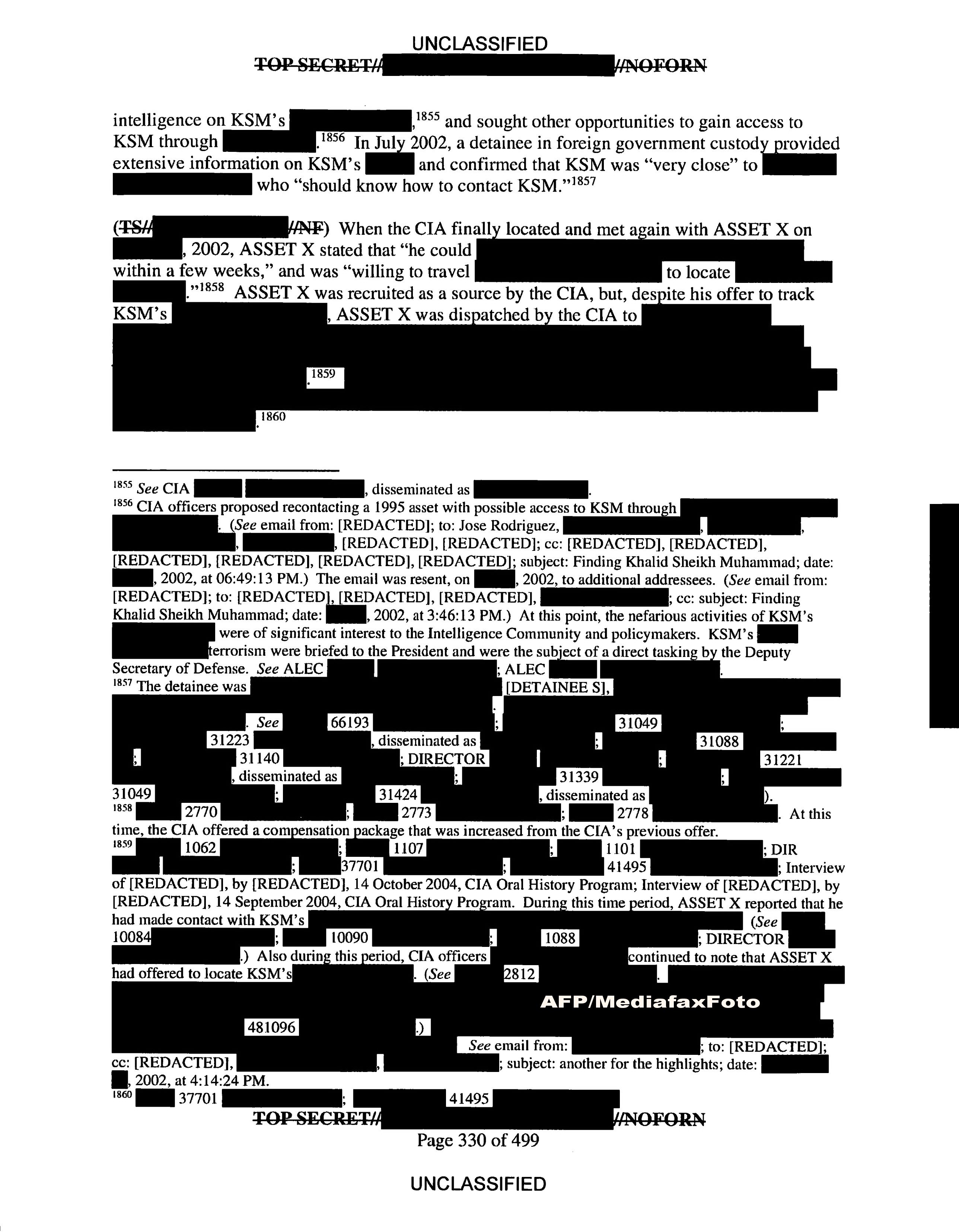 Fragment din raportul Senatului SUA despre activitatea CIA
