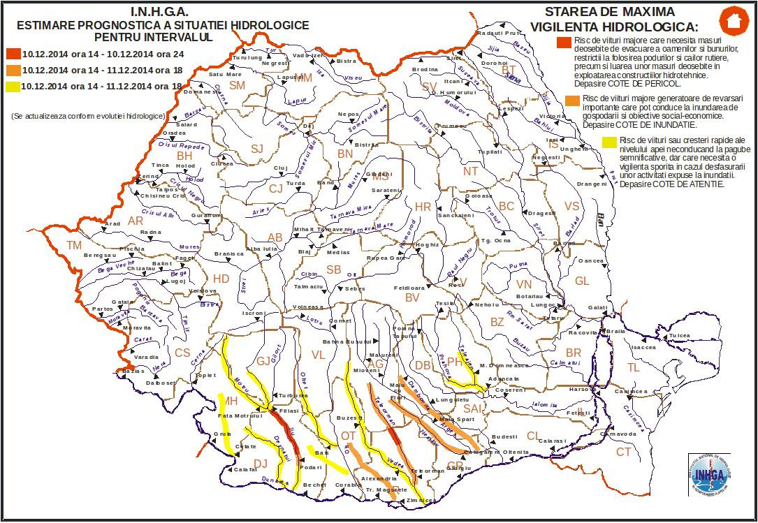 CODUL PORTOCALIU de inundatii, prelungit pana vineri seara. Sunt afectate in acest moment 150 de localitati din 18 judete