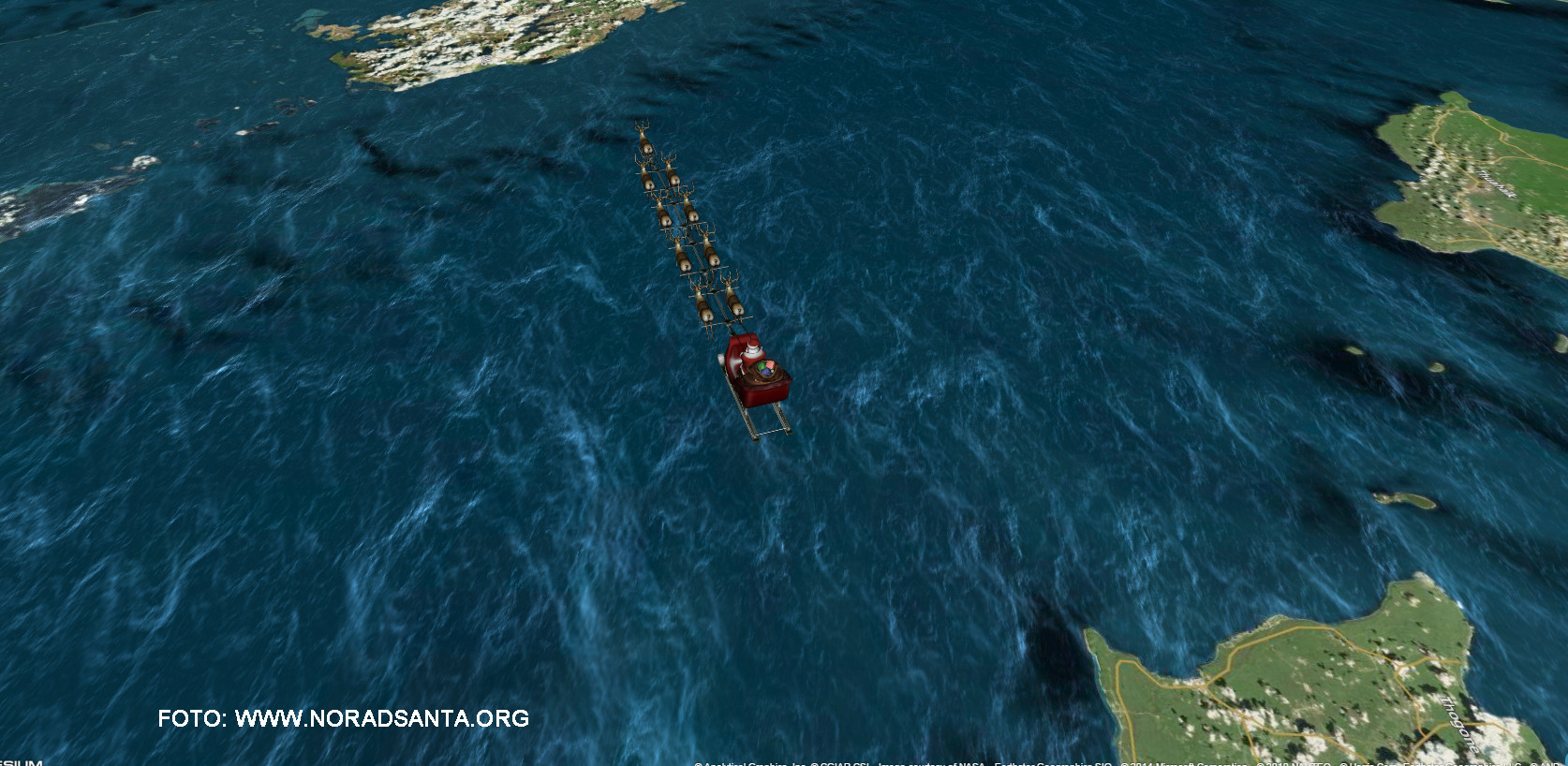 Urmareste-l pe Mos Craciun pe tot globul. Unde apare pe harta chiar in aceste momente