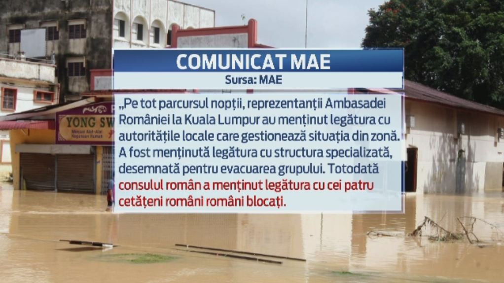 Cei patru romani blocati de inundatii intr-o statiune din Malaysia au fost salvati. "Toata lumea este in siguranta"