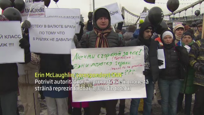 Protest in Moscova. Rusii nu-si mai pot plati ratele la banci din cauza devalorizarii puternice a rublei