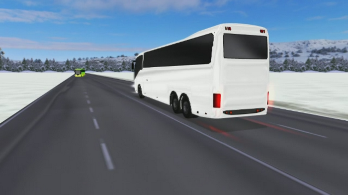 ANIMATIE GRAFICA. Momentul in care un sofer de autocar reuseste sa evite in ultima clipa un accident tragic