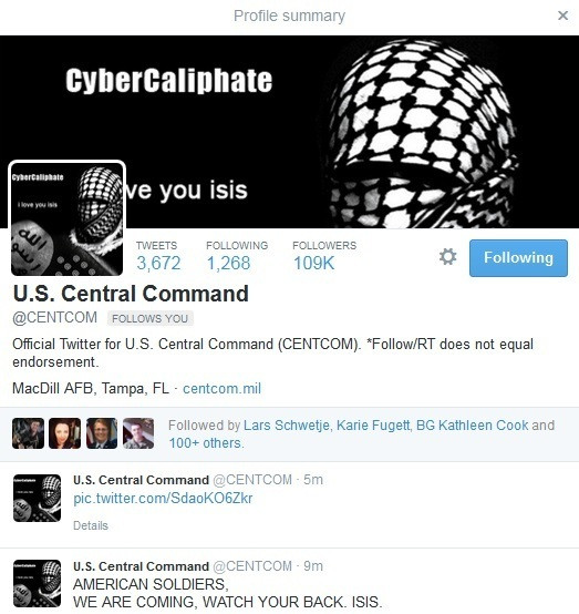 Reactia Armatei americane dupa ce hackeri ai Statului Islamic au spart conturile de Twitter si Youtube ale CENTCOM