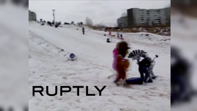 Bataie ca in desenele animate. Trei mascote din Madagascar s-au incaierat cu un turist, pe o partie din Rusia