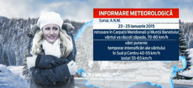 Avertizare de ninsori, ploi si vant, emisa de ANM. Harta zonelor afectate de vremea rea