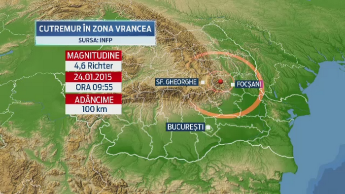 Cutremur cu magnitudinea de 4,6 in Vrancea. Este cel mai mare seism inregistrat anul acesta
