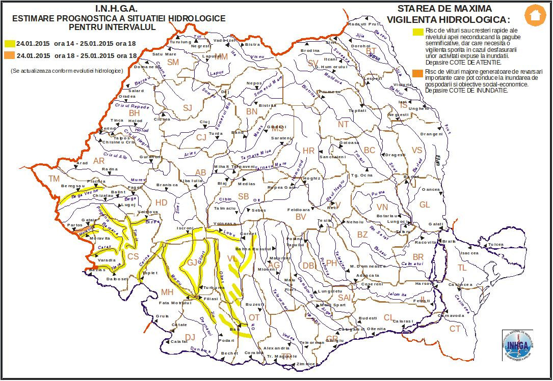 Cod portocaliu de inundatii in judetul Timis, pana duminica seara. Ce avertizari au mai emis hidrologii