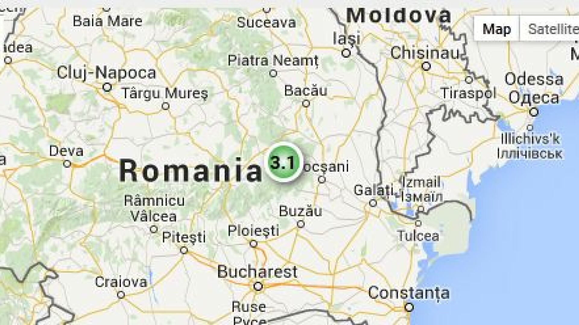 Cutremur de 3,1 in Vrancea. Seismul s-a produs sambata seara, la o adancime de 148 de kilometri